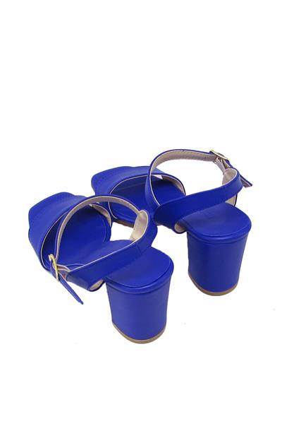 Kanuga Kadın Bilekten Bağlı Topuklu Sandalet Saks Mavisi BB2022-61