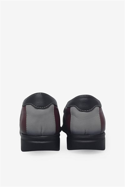 Kanuga Kadın Comfort Deri Ayakkabı Siyah Bordo EVD-2729