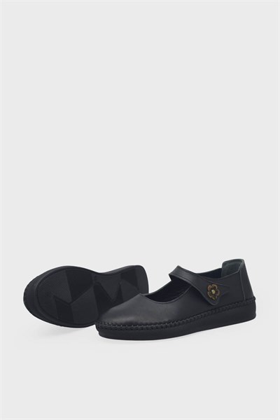 Kanuga Kadın Comfort Deri Babet Siyah MYF404