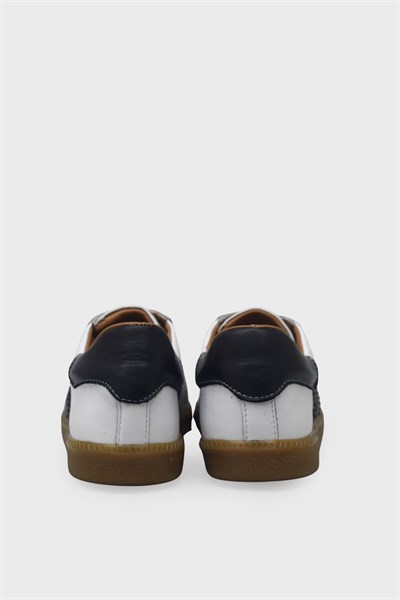 Kanuga Kadın Deri Sneaker Beyaz Siyah AYK1983
