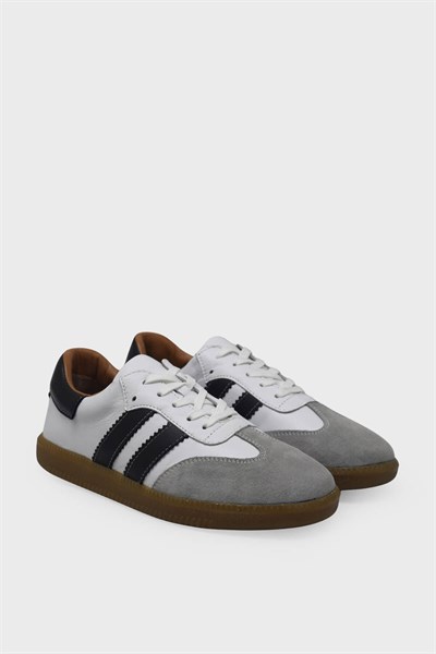 Kanuga Kadın Deri Sneaker Beyaz Siyah AYK1983