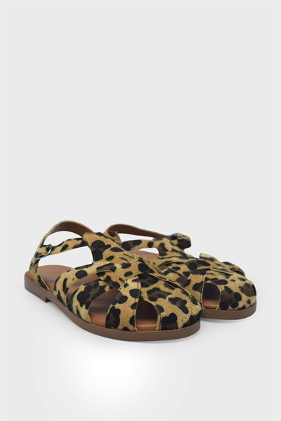Kanuga Kadın Günlük Kafes Sandalet Leopar LPA1003