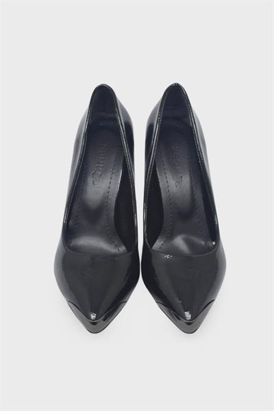 Kanuga Kadın Kadeh Topuk Stiletto Ayakkabı Siyah Rugan LPA1302