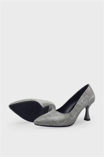 Kanuga Kadın Kadeh Topuk Stiletto Desenli Platin LPA1110-1