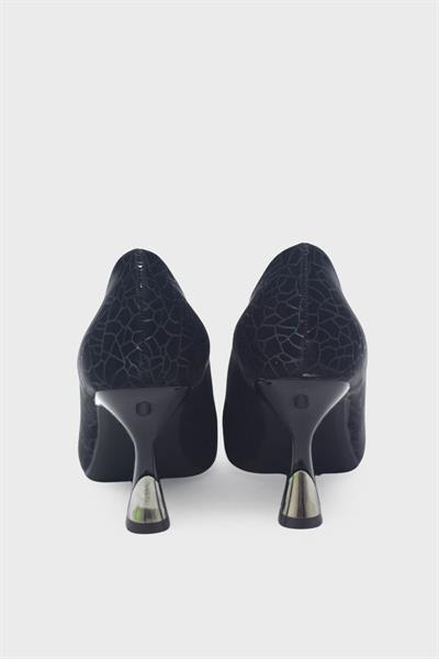 Kanuga Kadın Kadeh Topuk Stiletto Desenli Siyah LPA1110-1