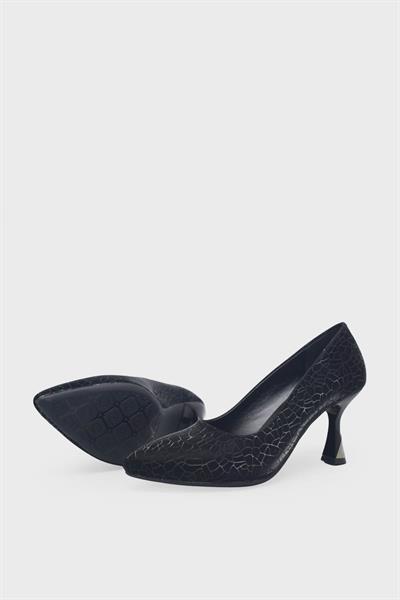 Kanuga Kadın Kadeh Topuk Stiletto Desenli Siyah LPA1110-1