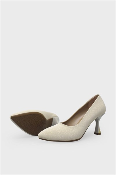 Kanuga Kadın Kadeh Topuk Stiletto Desenli Bej LPA1110-1