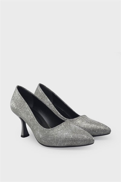 Kanuga Kadın Kadeh Topuk Stiletto Desenli Platin LPA1110-1