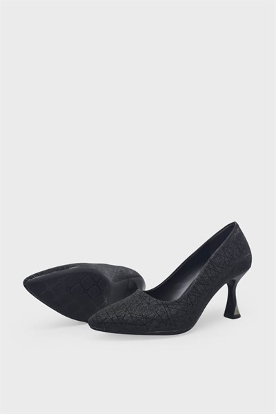 Kanuga Kadın Kadeh Topuk Stiletto Siyah Simli LPA1110-1