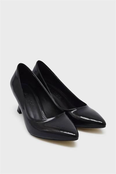 Kanuga Kadın Kadeh Topuk Stiletto Siyah Rugan K-EST98
