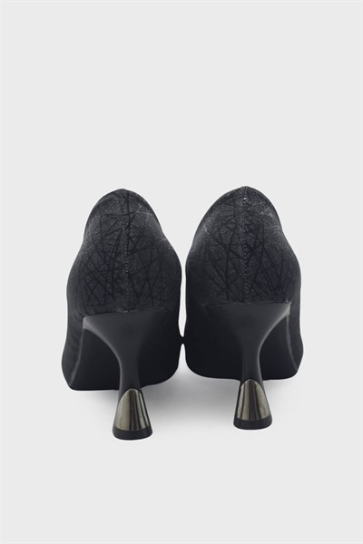 Kanuga Kadın Kadeh Topuk Stiletto Siyah Simli LPA1110-1