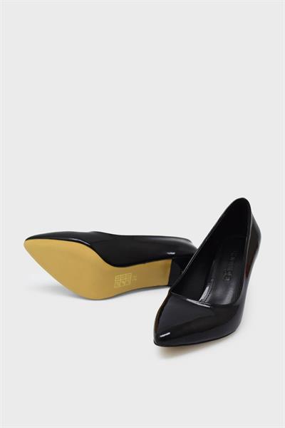 Kanuga Kadın Kadeh Topuk Stiletto Siyah Rugan K-EST98
