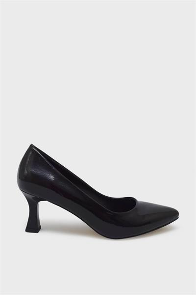 Kanuga Kadın Kadeh Topuk Stiletto Siyah Rugan K-EST98