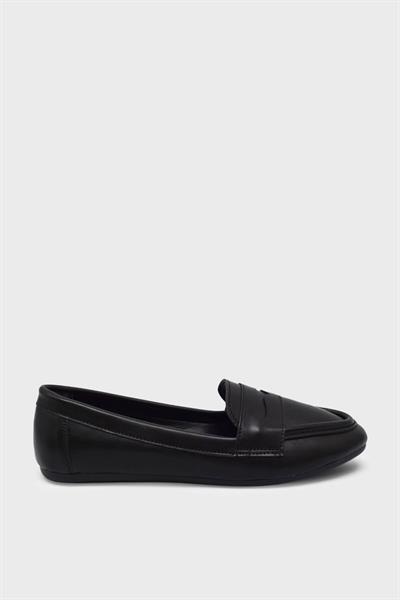 Kanuga Kadın Kemer Detaylı Babet Siyah LPA2004