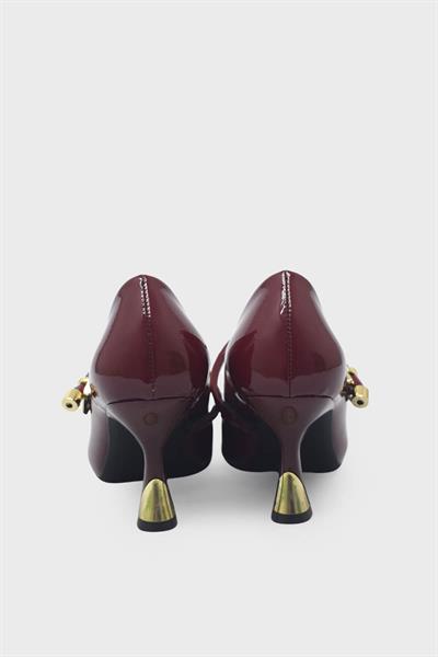 Kanuga Kadın Kemer Detaylı Stiletto Bordo Rugan LPA1169