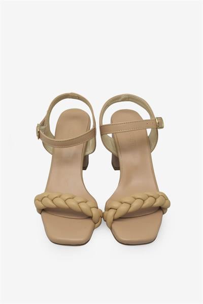 Kanuga Kadın Örgü Desenli Topuklu Sandalet Nut BB2022-75