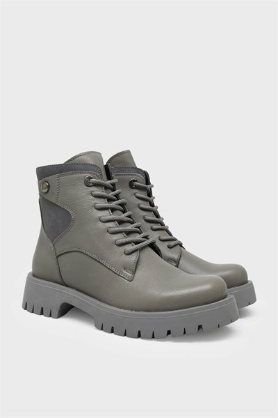 Kanuga Kadın Postal Deri Bot Gri SCL-1002