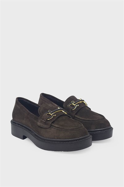 Kanuga Kadın Süet Loafer Kahve MYF744