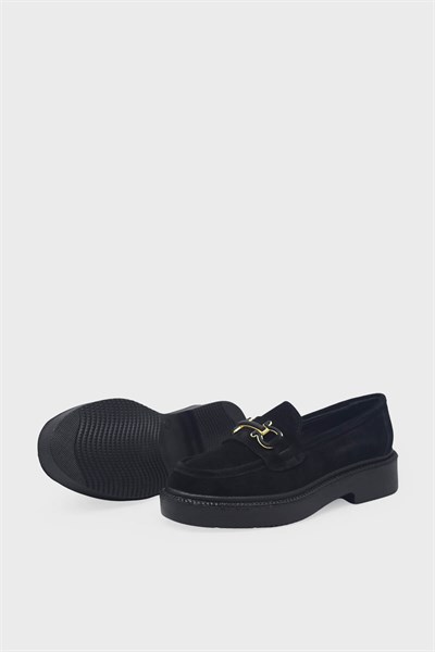 Kanuga Kadın Süet Loafer Siyah MYF744