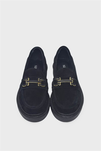 Kanuga Kadın Süet Loafer Siyah MYF744
