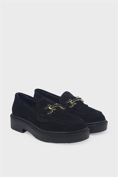 Kanuga Kadın Süet Loafer Siyah MYF744