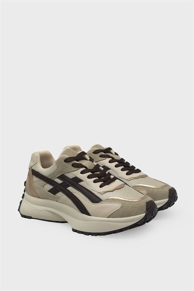 Kanuga Kadın Süet Sneakers Bej Kahve SMS83147