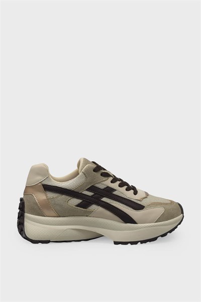 Kanuga Kadın Süet Sneakers Bej Kahve SMS83147