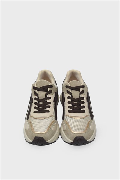 Kanuga Kadın Süet Sneakers Bej Kahve SMS83147