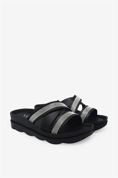 Kanuga Kadın Taş Detaylı Terlik Siyah GVN2025-09