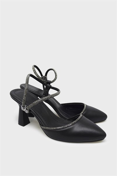 Kanuga Kadın Taş Detaylı Topuklu Abiye Ayakkabı Siyah LPA1182