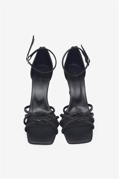 Kanuga Kadın Taş Detaylı Topuklu Sandalet Siyah BB2022-76