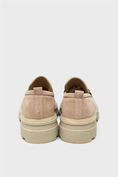 Kanuga Kadın Toka Detaylı Süet Loafer Bej ASL-7453
