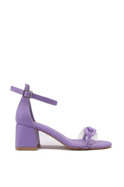 Kanuga Kadın Tokalı Topuklu Sandalet Lila BB2022-47
