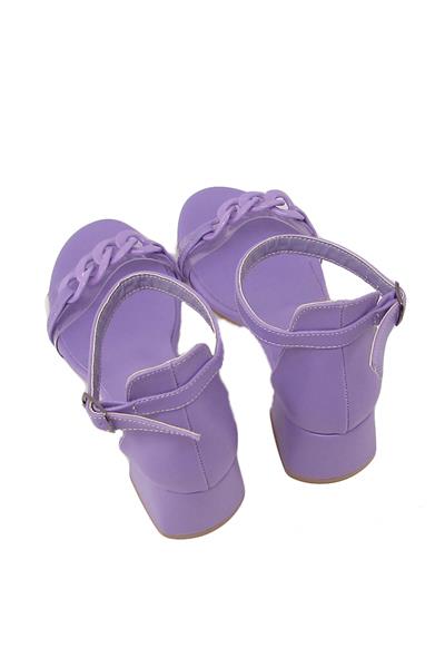 Kanuga Kadın Tokalı Topuklu Sandalet Lila BB2022-47