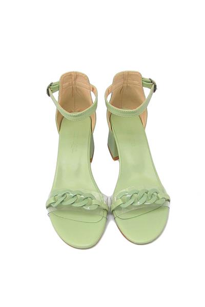 Kanuga Kadın Tokalı Topuklu Sandalet Su Yeşili BB2022-47