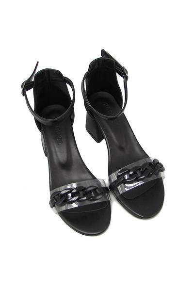 Kanuga Kadın Tokalı Topuklu Sandalet Siyah BB2022-47