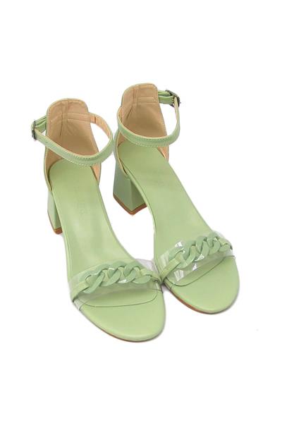 Kanuga Kadın Tokalı Topuklu Sandalet Su Yeşili BB2022-47