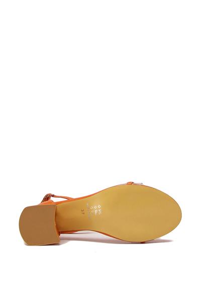 Kanuga Kadın Tokalı Topuklu Sandalet Turuncu BB2022-47