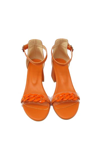 Kanuga Kadın Tokalı Topuklu Sandalet Turuncu BB2022-47