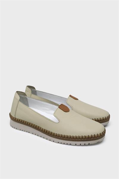 Kanuga Kadın Yazlık Comfort Deri Ayakkabı Bej VOG500-1