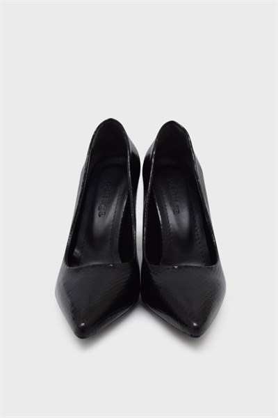 Kanuga Kadın Yazlık İnce Topuk Stiletto Siyah Desenli LPA1501