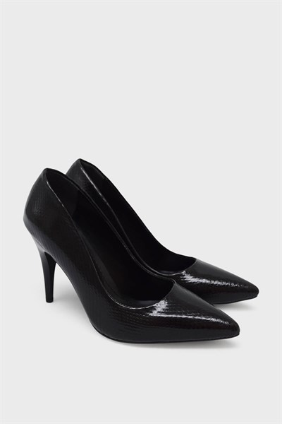 Kanuga Kadın Yazlık İnce Topuk Stiletto Siyah Desenli LPA1501