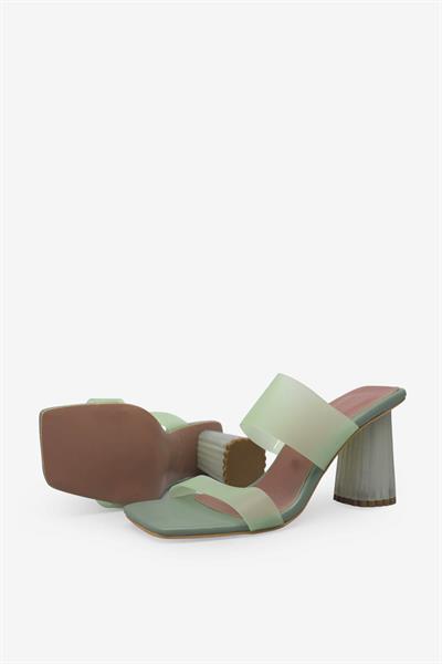 Kanuga Kadın Yazlık Şeffaf Bant Topuklu Sandalet Su Yeşili NEWA1252