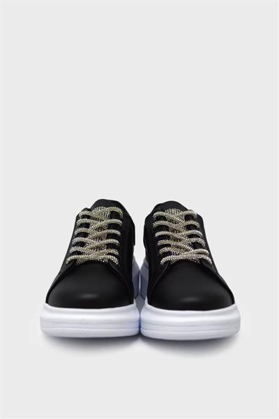 Kanuga Kadın Yüksek Taban Sneakers Siyah Beyaz ASL-859