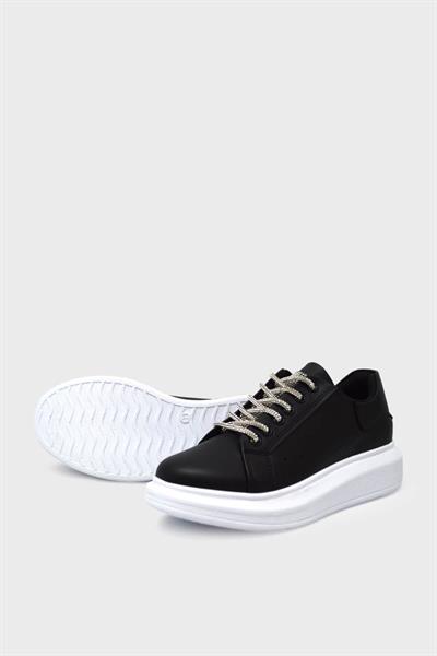 Kanuga Kadın Yüksek Taban Sneakers Siyah Beyaz ASL-859