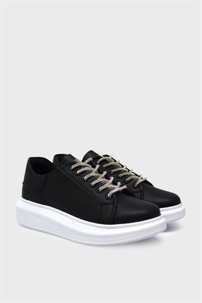 Kanuga Kadın Yüksek Taban Sneakers Siyah Beyaz ASL-859