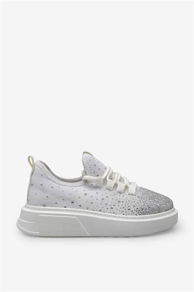 Kanuga Kadn Taşlı Yüksek Taban Sneaker Beyaz RSL404