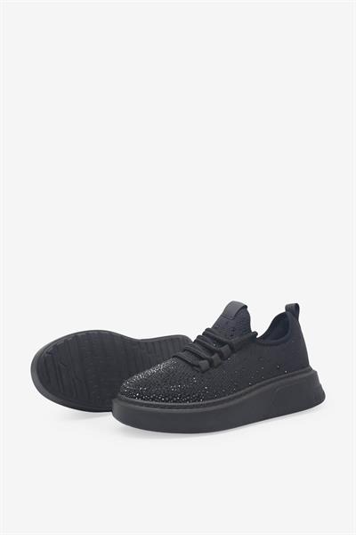 Kanuga Kadn Taşlı Yüksek Taban Sneaker Siyah RSL404