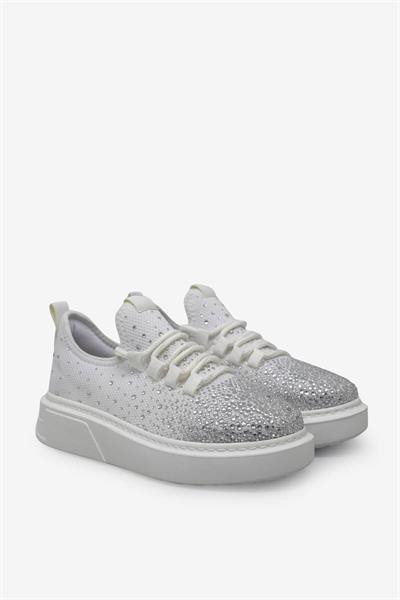 Kanuga Kadn Taşlı Yüksek Taban Sneaker Beyaz RSL404