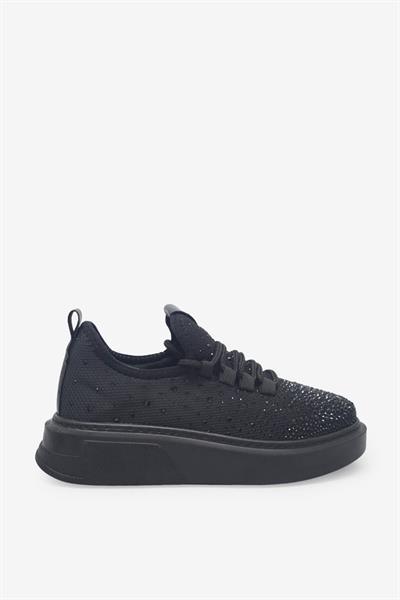 Kanuga Kadn Taşlı Yüksek Taban Sneaker Siyah RSL404